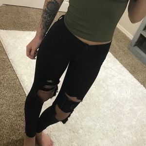 Black Flying Monkey Destructed Skinny Jean